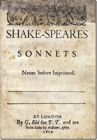 Shakespeare Sonnets1609 edition Title Page