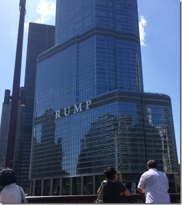 Trump tower with shadow on name